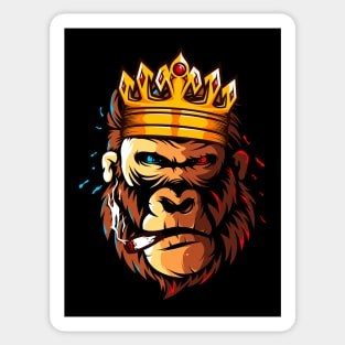 gorilla head crown smoking Sticker